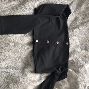 Off the shoulder black button top